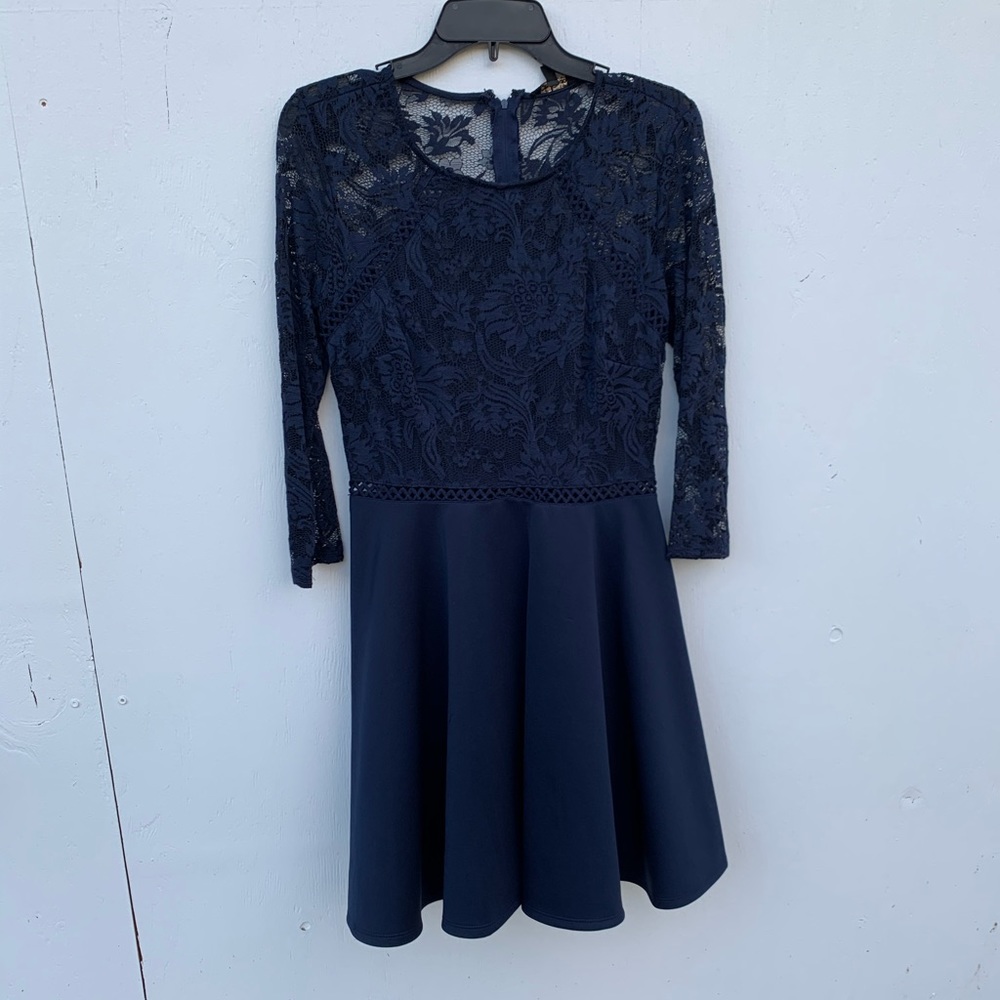 Lace navy blue formal dress